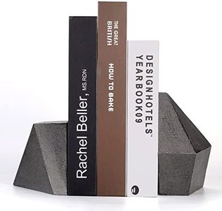 Ambipolar Decorative Bookends, Heavy Duty Cast Iron, Art Shelf Decor, Geometry Abstract Theme (Black) by