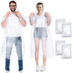 Henrycares Waterproof Rain Ponchos Adult, 4pcs Disposable Clear Raincoats for Women and Men Emergency, 150cm with Hood and Sleeves, for Outdoor Concert, Theme Park, Sports Events, Camping, Hiking