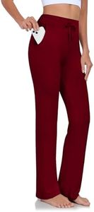 ADANIKI Womens Yoga Pants with Pockets Straight-Leg Loose Comfy Modal Drawstring Lounge Running Long Active Casual Sweatpants (Jujube Red, 2XL)