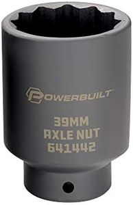 Powerbuilt 39mm Axle Nut Socket, 1/2 Inch Drive, Use with Impact Wrench, 12 Point Extra Deep, Remove Axle Shaft Nut - 641422