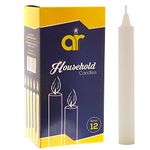 AR Household Candles - Unscented Candles Long Burning, Pack of 12, 13.5 cm - Long Lasting White Candles for Different Occasions, Kosher Long Candles