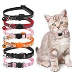 Lutico Cat Collar Breakaway Adjustable - Kitten Collar Reflective Cat Collar with Bell Nylon Mixed Colors, 6 Pack