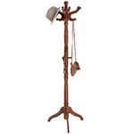 VASAGLE Coat Stand, Solid Wood Freestanding Coat Rack with 11 Hooks, Eucalyptus Wood URCR05WN