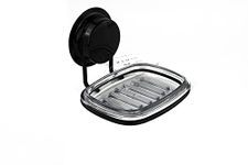 Premium Modern Sleek Soap Holder | Powerful Vaccum Suction Cup Soap Dish | Shower Soap Holder | Bathroom Accessories | Non Drill Shower Soap Holder | Bathroom décor (Black)