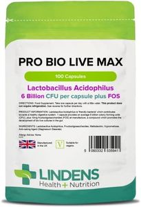 Lindens Probiotic Max 6 Billion CFU High Strength (+ Prebiotic) Capsules | 100 Pack | High potency Lactobacillus Acidophilus supporting digestion