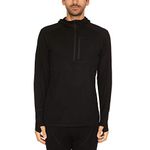 Minus33 Merino Wool Mens Micro Weight Woolverino ¼ Zip Sun Hoodie Black Large