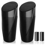 Car Trash Can Bin with Lid - 2 Packs Car Garbage Can Cup Holder - Black Mini Leakproof Vehicle Trash Garbage Can Bin with 40pcs Trash Bags-Car Organizers and Storage for Front Back Seat Accessories