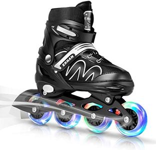 ERNAN Inline Roller Skates,Adjustable Inline Skate for Kids and Adults with Full Light Up Wheels,Outdoor Roller Blades for Boys and Girls, Men and Women (Black)