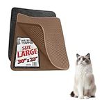 Large Cat Litter Trapper Mat with Exclusive Urine/Waterproof Layer. Larger Holes with Urine Puppy Pad Option for Messy Cats. Soft on Paws and Light. by iPrimio. (Brown Color)