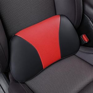 Aerovia 1p Memory Foam Lumbar Support Pillow for car Lower Back Pain Relief - Back Cushion for Driving, Chair Support for Car-Office Chair(Black&Red)