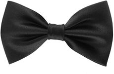 Mens Luxurious 100% Silk Pre-tied Bowtie Solid Bow Ties (Black)