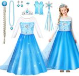 Luucio Frozen Costume for Girls, Princess Costume For Girls, Crown Accessories For Girls 3-10 Years, Halloween Role Play Kit