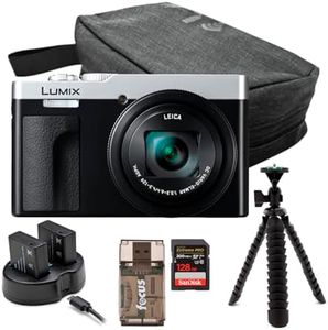 Panasonic LUMIX ZS99 30x Zoom Point Compact Digital Camera (Silver) Bundle with 128GB Memory Card, Storage Travel Case, Battery and Dual Charger, Spider Tripod, and Card Reader (6 Items)