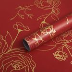 Rylan 45 * 300 Peel and Stick Wallpaper Gold and White Contact Paper Floral Wallpaper Self Adhesive Removable Wallpaper for Bedroom Covering Vinyl Rolls(Red & Gold)