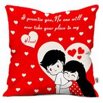 Paperholic Creations Micro Satin Valentine Day Love Couple Quote Cushion 12" X 12" with Filler-Red| Gift for Girlfriend, Boyfriend, Husband, Wife, Partner Gifts