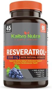 Resveratrol 1500mg per Serving of Organic Trans-Resveratrol & Potent Antioxidants, Pure Extra Strength Complex, Anti-Aging, Radiant Skin, Blood Sugar and Immunity Support- 45 Day Supply