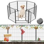 SPECILITE Garden Decorative Fence with Gate, 32in(H) X 27in(L) 8 Panels, No Dig Fencing Animal Barrier, Dogs Rabbits Pets Blocker,Rustproof Metal Fences for Yard, Outdoor, Patio, Temporary, Backyard