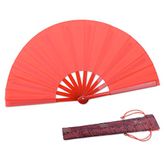 HONSHEN Dance Folding Hand Gift Fan-Red Small Chinese Kung Fu Tai Chi ABS Plastic-Nylon Hand Held Folding Fans for Men/Women/Children With a Fabric Case for Protection 11.8inch (Red)