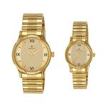 Titan Quartz Analog Champagne Dial Metal Strap Watch for Couple-NR15802490YM02P