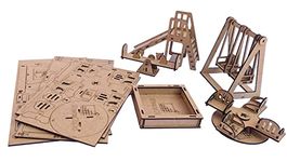 StepsToDo Wooden Playground Furniture Making & Painting Kit. for Dolls. Includes Furniture Slide, Swing, Seesaw, Sandtray. Pine Wood. No Hammer, Glue Required.