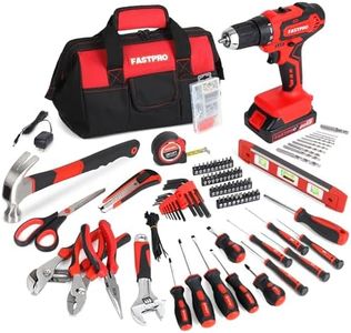 FASTPRO 232-Piece Home Tool Set with Drill, 20V Cordless Drill Driver, Household Repairing Tool Kit with Drill, 12-Inch Wide Mouth Storage Tool Bag Included, Red