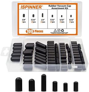 ISPINNER 100pcs Rubber Vacuum Caps Assortment Kit, Hose End Caps for Carburetor, Manifold, Automotive 3/16" 5/32" 7/32" 1/4" 5/16" 3/8"