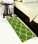 Loomsale Premium Anti-Slip Bedside Runner Microfiber Soft, Rugs for Living & Bedroom, Run ner- Suitable for Kitchen, Hall Dry Fast Water Absorbent & Machine-Washable (Green & Yellow, 2 feet x 12 feet)