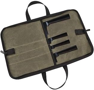 Wessleco Knife Bag(4 Slots), Chef Knife Case Waxed Canvas Roll Storage Knife Carrying Pouch for Men&Women Green