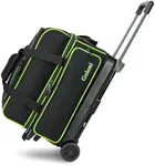 Goloni Double Roller 2 two bowling ball bag with wheels with Separate Shoe Compartment Size 15 and Oversized Accessory Pocket,2/two ball bowling bag,Retractable Handle Extends to 40"