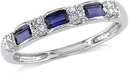 Rayna Anniversary Ring for Women by Ginger Lyne | 925 Sterling Silver Wedding Band for Her | Clear and Blue Cubic Zirconia Bridal Jewelry for Wife or Girlfriend Size 6