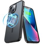 UNBREAKcable Magnetic Case for iPhone 13/ iPhone 14, [Compatible with MagSafe] [Military Grade Shockproof] [Ultra-Slim] [Non-Slip] Matte Back& Soft Silicone Airbag Bumper for iPhone 6.1"– Black