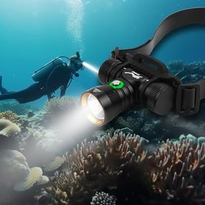 WINDFIRE Dive Light Diving Headlamp, IPX8 Waterproof Flashlight, Super Bight Underwater Lights, 3 Modes Dive Headlight with Power Indicator for Snorkeling, Diving