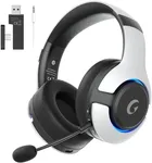 Gtheos Wireless Gaming Headset for PS5, PS4, Elden Ring, PC, Mac, Switch, Bluetooth 5.3 Gaming Headphones with Noise Canceling Microphone, 45H Battery, Headset Wireless for PS5, RGB Light, White