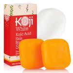 Koji White Pure Kojic Acid Soap for Exfoliating Face & Body, Vegan Soap, 80g of 2 Bars