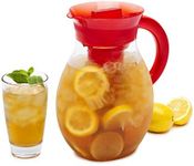 Primula The Big Iced Tea Maker Tritan Plastic Infusion Beverage Pitcher with Leak Proof, Airtight Lid, Fine Mesh Resuable Filter, Manufactured Without PFOA, Dishwasher Safe, 1-Gallon, Red