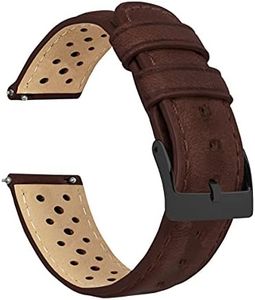 BARTON WATCH BANDS 18mm Chocolate - Racing Horween Leather Gunmetal Buckle Watch Bands - Quick Release - Choose Strap Color & Width