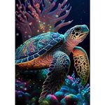 DAERLE Sea Turtle Diamond Painting Kits for Adults, DIY Diamond Art Kits Seabed Animal, Full Round Diamond Art, Diamond Painting by Number Kit, Diamond Picture Arts Craft for Home Wall Decor 30x40cm