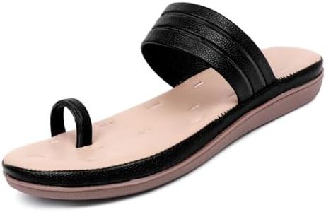 TRASE Senta Flat Slippers for Women, Comfortable Casual Sandals (Black, 5 UK)