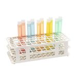 ULAB Scientific White Tube Rack and Plastic Test Tubes Set, Include 1pc of White Tube Rack and 60pcs of Plastic Party Test Tubes, 16x125mm,Assorted Color, UTR1016