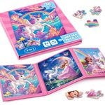 CutteeyFyry Unicorn Magnetic Puzzles for Kids,36pcs Travel Puzzles for Kids Ages 3-8,Girls Puzzle for Improve Intelligence,Toddler Jigsaw Puzzles,Airplane Activities for Kids Birthday Gifts