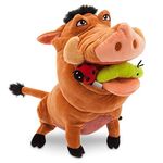 Disney Store Pumbaa Medium Soft Plush Toy, The Lion King, 33cm/12”, Cuddly Character with Embroidered Details, Fluffy Hair and Bugs in Mouth, Suitable for All Ages