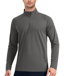 EKLENTSON Men's UV Swim Shirt 1/4 Zip Sun Protection Summer T-Shirts Outdoor Fishing Tops,Dark Grey,3XL