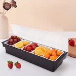 Food and Condiment Organizer with Lid, 5 Removable Trays Garnish Station for Fruit Veggie Salad, Ice Cooled Bar Top Condiment Serving Container for Home Work or Restaurant Dispenser