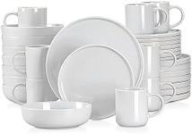 vancasso SESAM Light Grey Dinner Set- 32 Pieces Stoneware Dinnerware Set, Sesame Glaze Ceramic Combination Set with Dinner Plate/Dessert Plate/Soup Bowl/Mug, Service for 8