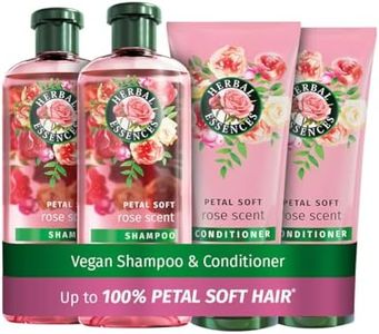 Herbal Essences Rose Scent Petal Soft Shampoo and Conditioner Set (2x350ml, 2x250ml) | Nourishes & Smoothens dry hair | Blended with Rose Essence & Natural Origin Ingredients | Vegan & Cruelty Free