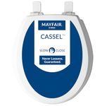 Mayfair 841EC 000 Kendall Slow-Close, Removable Enameled Wood Toilet Seat That Will Never Loosen, White, 1 Pack-Round-Premium Hinge
