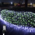 12ft x 5ft 360 LED Christmas Net Lights, 8 Modes Low Voltage Mesh Christmas Decoration Lights for Xmas Trees, Bushes, Wall, Wedding, Garden, Outdoor, Indoor Decor (Clear White)