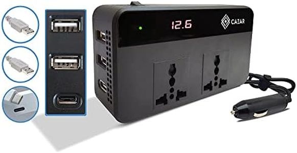 CAZAR Car Power Inverter/Charger 200W with 2 USB(3.1A Max) + 1 CType(1 * 18W PD) Port for Apple Cables & 2 AC Port with Digital Display and QC3.0 for Laptop, Mobile Charging with 1- Year Warranty