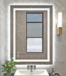 Klajowp LED Bathroom Mirror 20x28 Inch with Front and Backlit, Wall Mounted Vanity Mirror, Dimmable Wall Mirrors with Anti-Fog, Shatter-Proof, Memory Function,3 Colors(Horizontal/Vertical)