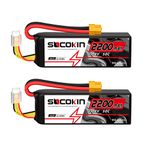 SOCOKIN 4S Lipo Battery 2200mAh 14.8V 50C with XT60 Plug Soft Case RC Battery for 60mm-70mm EDF Jet 1000mm-1500mm Plane RC Car Boat Truck Heli Airplane Quadcopter Multi-Motor DIY Parts(2 Pack)